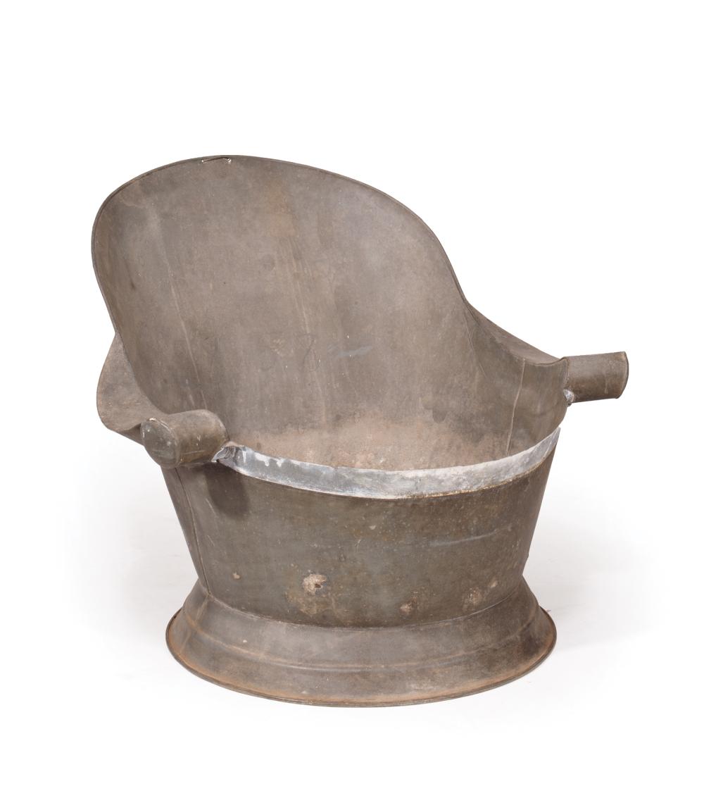 Appraisal: Galvanized Metal Sitz Bath arched back rolled arms flared rim