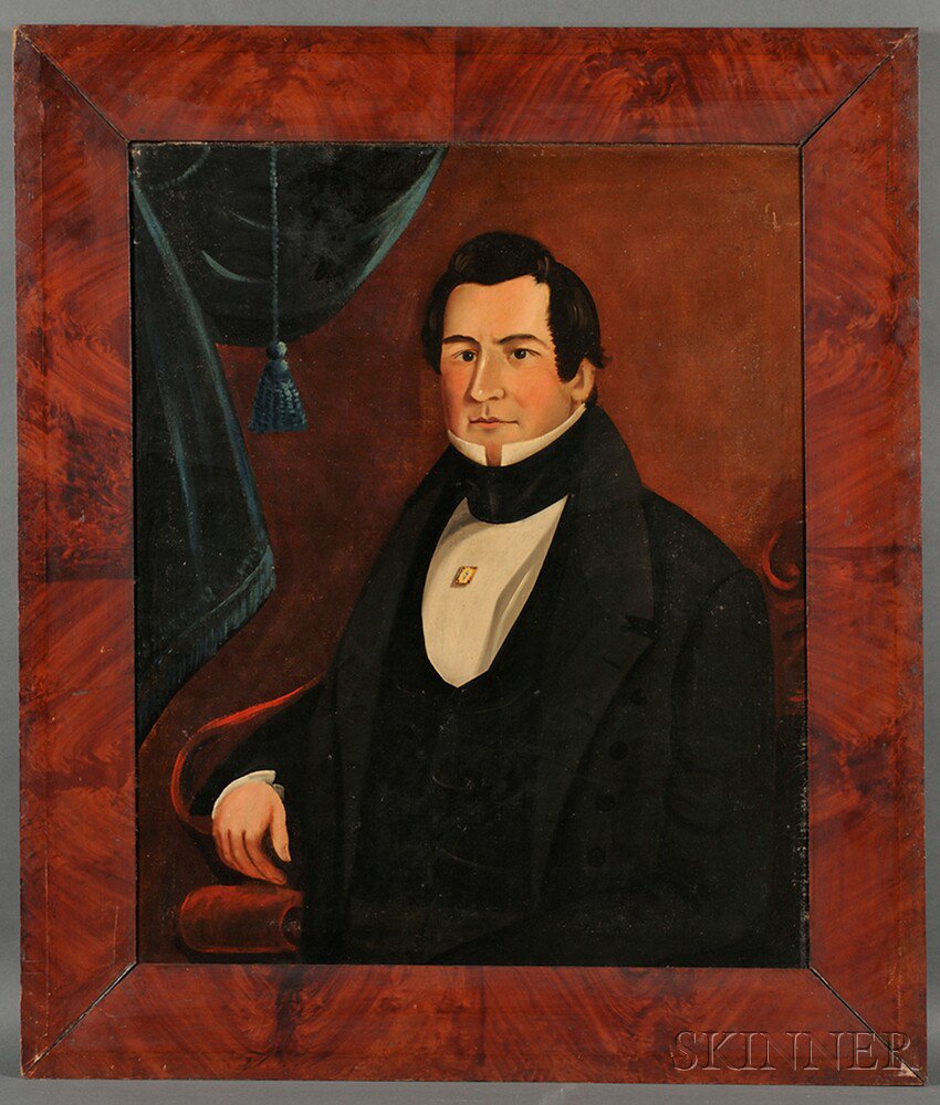 Appraisal: American School th Century Portrait of a Gentleman Seated in