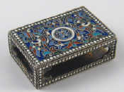 Appraisal: A cloisonne enamelled silver matchbox holder Marks K S Cyrillics