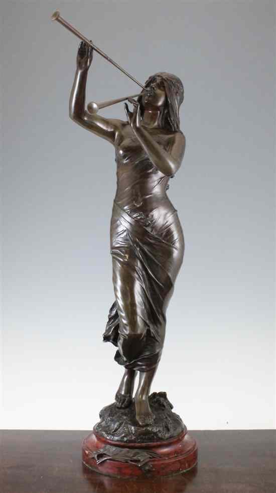 Appraisal: Edouard Drouot - A bronze figure of a pipe player