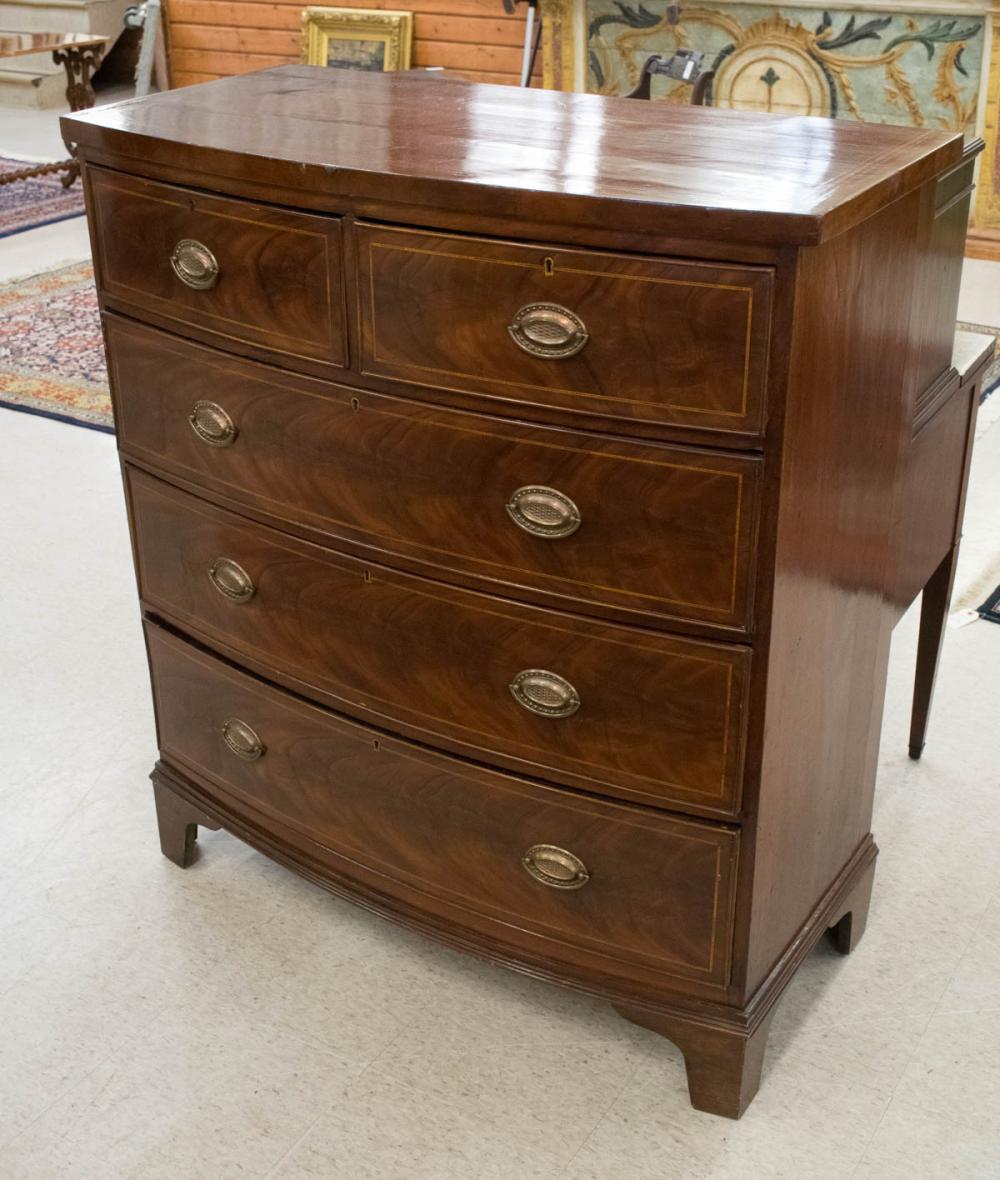 Appraisal: GEORGIAN MAHOGANY BOW-FRONT CHEST OF DRAWERS English early th century