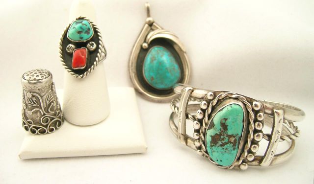 Appraisal: Lot of turquoise and silver jewelry including turquoise and silver