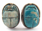 Appraisal: A pair of white metal tests silver scarab cufflinks unascribed