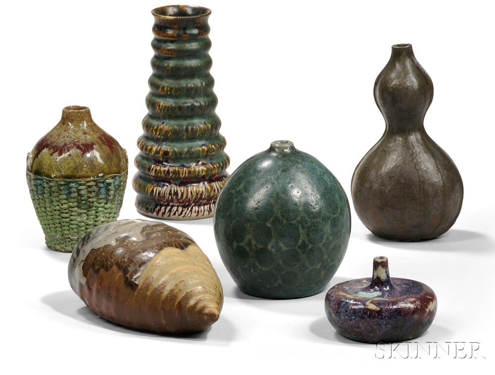 Appraisal: Six French Art Pottery Items Including E Lachanal Dalpayrat Jeanneney