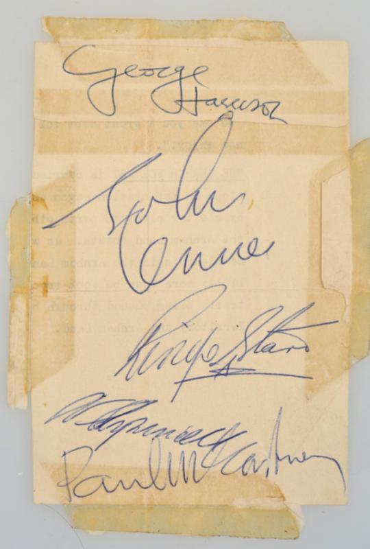 Appraisal: SET OF BEATLES AUTOGRAPHS signed on a piece of paper