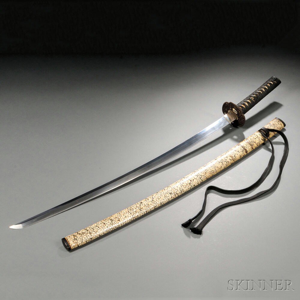 Appraisal: Japanese Katana th century with ray skin grip hilt binding