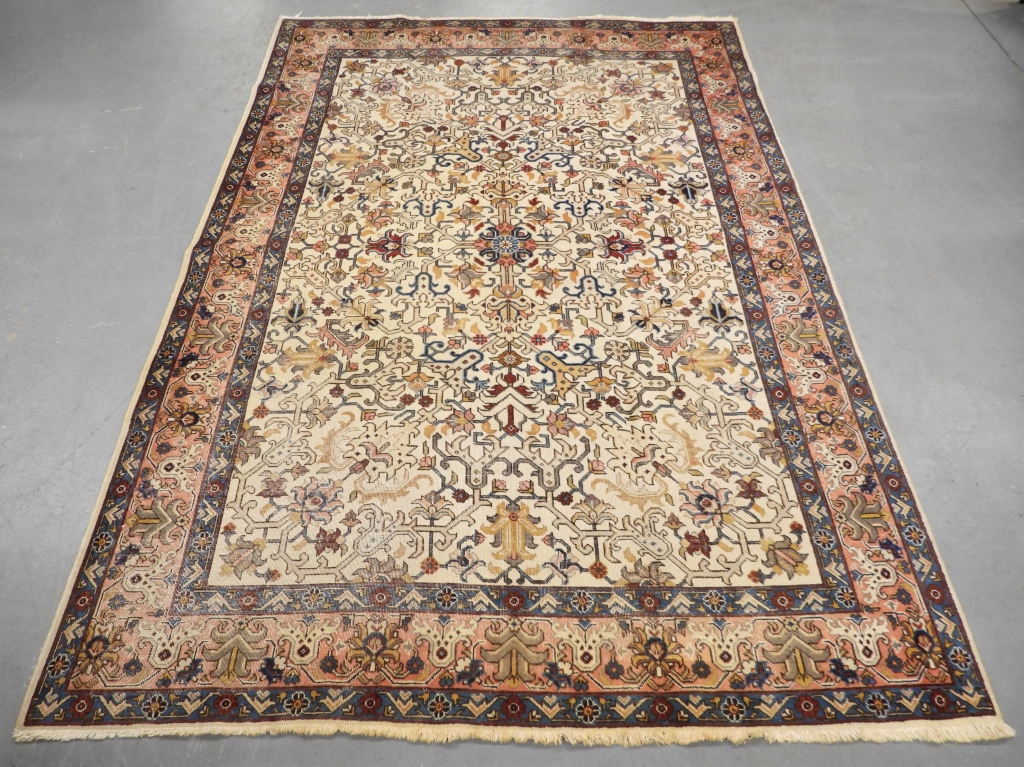 Appraisal: SEMI ANTIQUE IVORY FIELD HERIZ RUG Middle East th CenturyRed