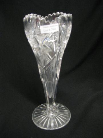 Appraisal: Brilliant Period Cut Glass Trumpet Vase feathered star design excellent