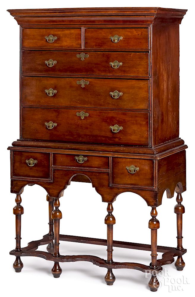 Appraisal: Philadelphia William And Mary cherry high chest in two parts