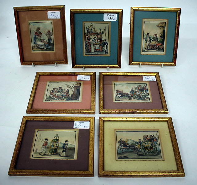 Appraisal: A SET OF SEVEN SICILIAN TH CENTURY WATERCOLOUR PICTURES depicting