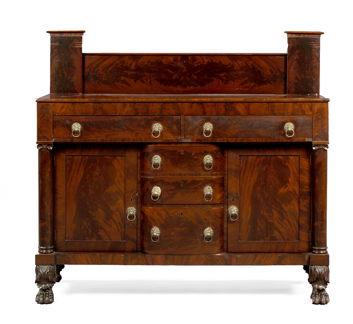 Appraisal: NORFOLK VIRGINIA CLASSICAL CARVED MAHOGANY SIDEBOARD The rectangular top and