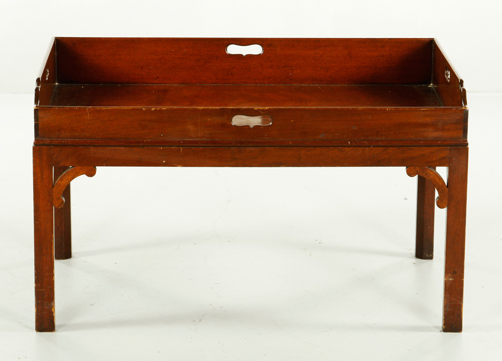 Appraisal: - Chippendale Style Tray Top Table Chippendale style tray top