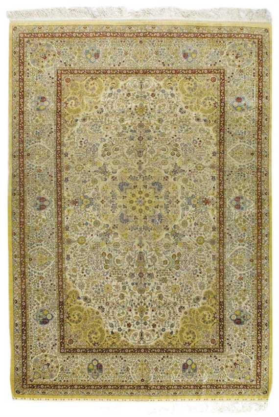 Appraisal: HEREKE old Beige central medallion on a white ground with