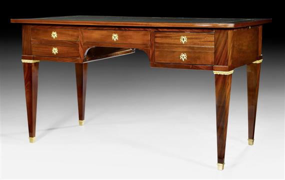 Appraisal: BUREAU PLAT Louis XVI Paris circa Mahogany Rectangular top lined