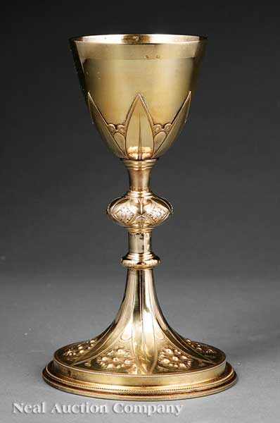 Appraisal: An Antique French Silver Gilt Chalice marks rubbed the bowl