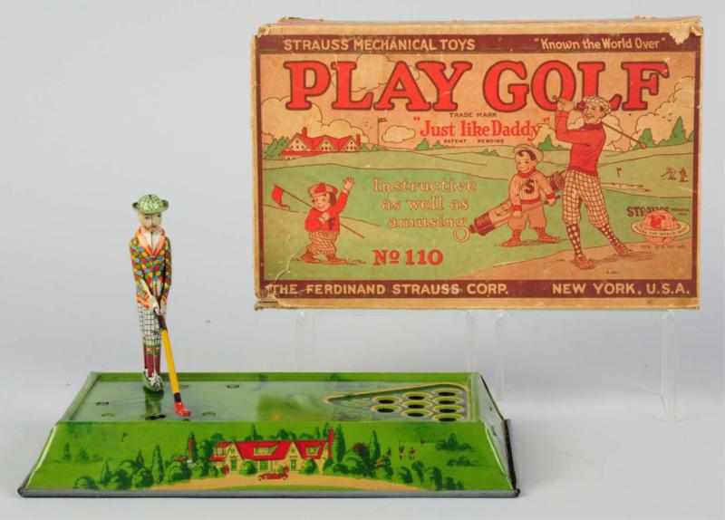 Appraisal: Tin Litho Strauss Play Gold Wind-Up Toy American Working Original