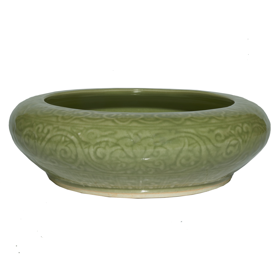 Appraisal: CHINESE CELADON GLAZED LOW BOWL Chinese celadon glazed low bowl