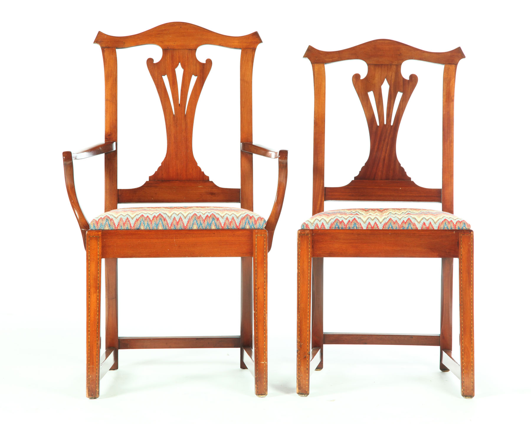 Appraisal: SET OF SEVEN CHIPPENDALE-STYLE CHAIRS Twentieth century mahogany Openwork splats