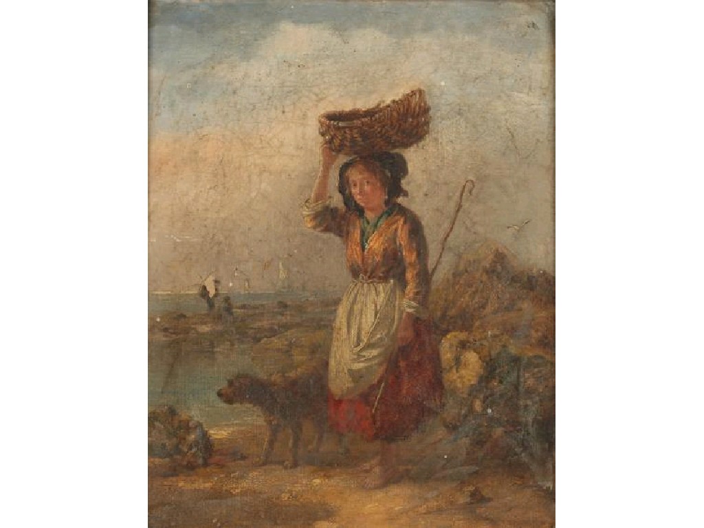 Appraisal: ENGLISH SCHOOL th century A fisher woman carrying a basket