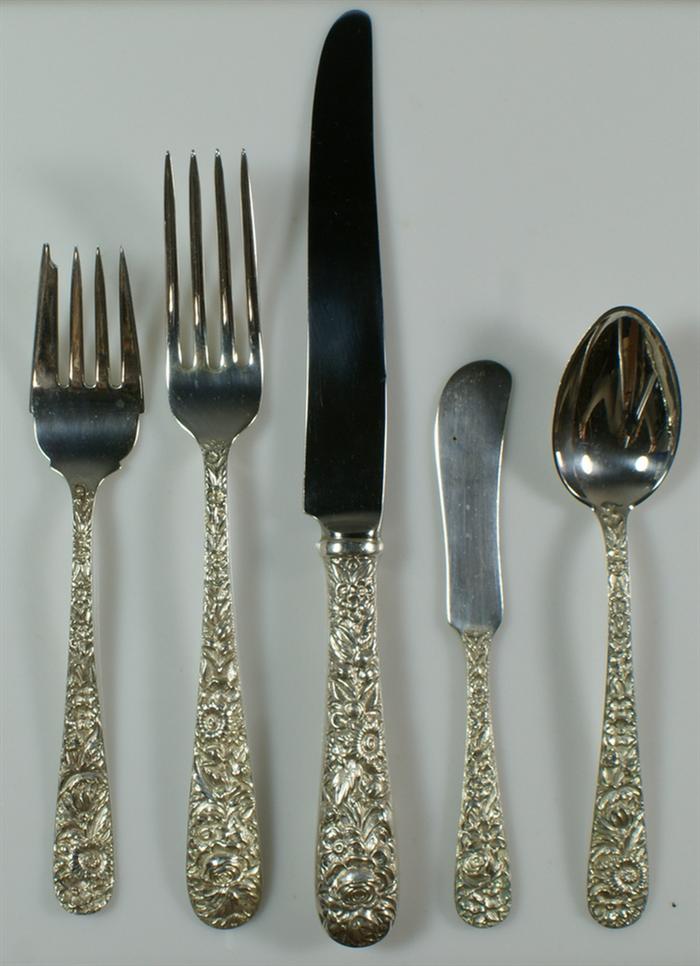 Appraisal: pcs Kirk Son Repousse sterling silver flatware c o of