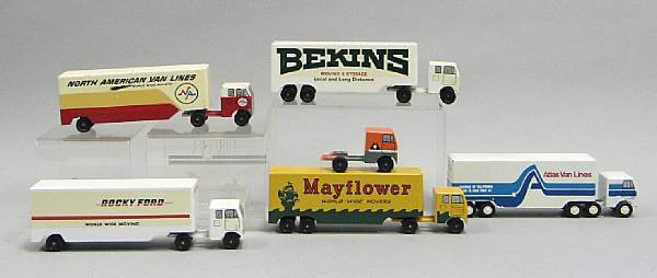 Appraisal: Ralistoys Vehicles Grouping of metal trucks with trailers advertising various