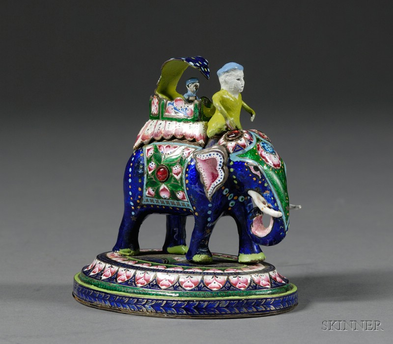 Appraisal: Jeweled Enameled Elephant India early th century Jaipur work repairs