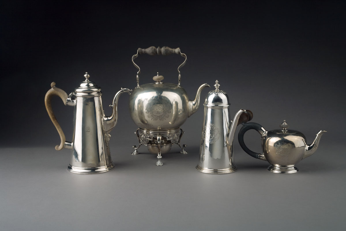 Appraisal: GEORGE I SILVER ARMORIAL KETTLE ON LAMPSTAND THOMAS MASON LONDON