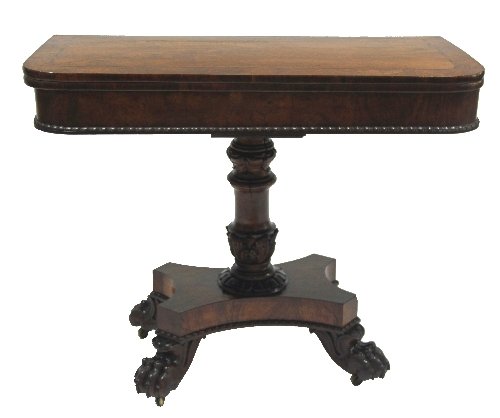 Appraisal: A William IV D-shaped oak card table the cross banded