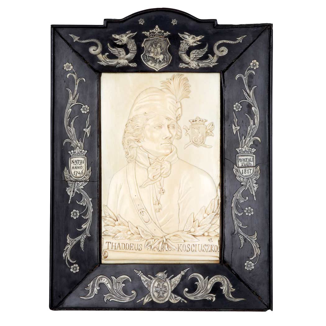 Appraisal: Continental Ivory Portrait Plaque of Thaddeus Kosciuszko th Century Initialed