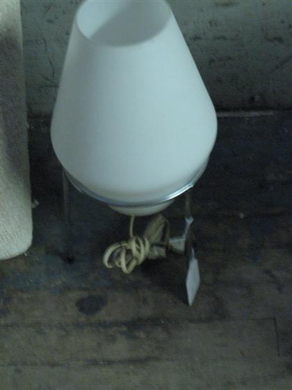 Appraisal: White table lamp th century Removable white cylindrical diffuser on