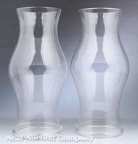 Appraisal: A Pair of Blown-Glass Baluster Form Hurricane Shades th c