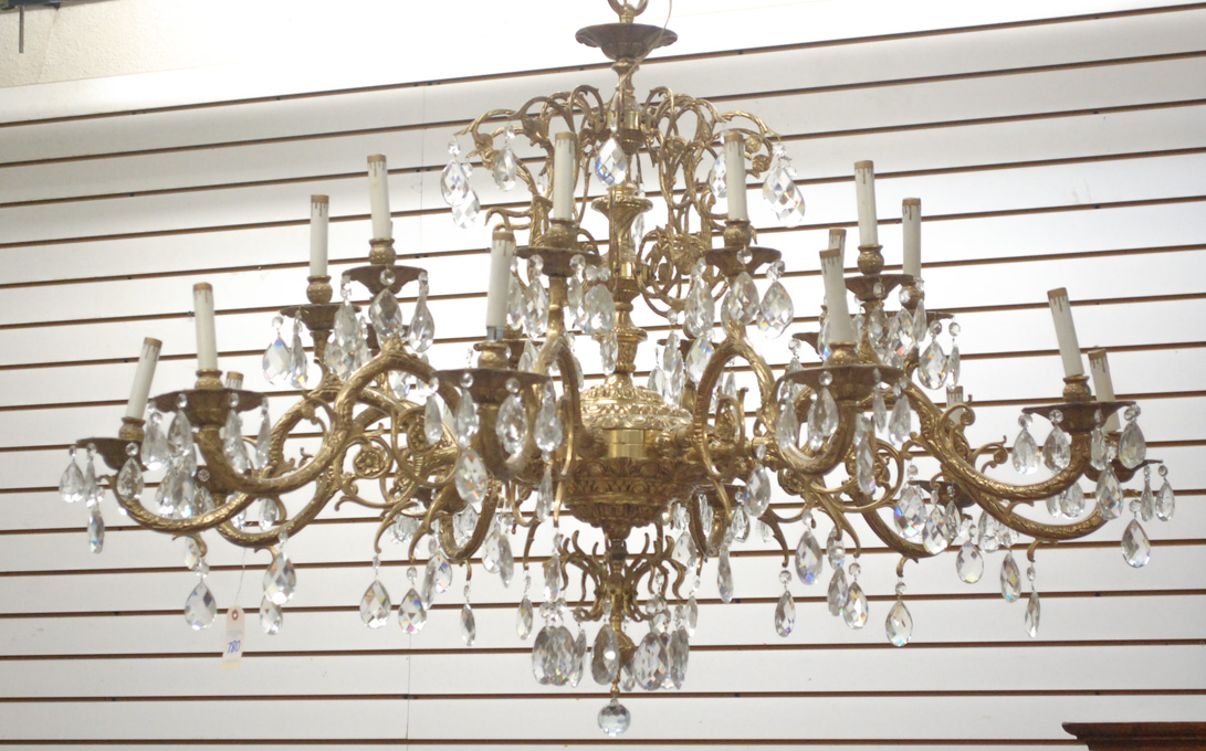 Appraisal: LARGE LOUIS XV STYLE TWENTY-LIGHT CHANDELIER a cast brass -arm