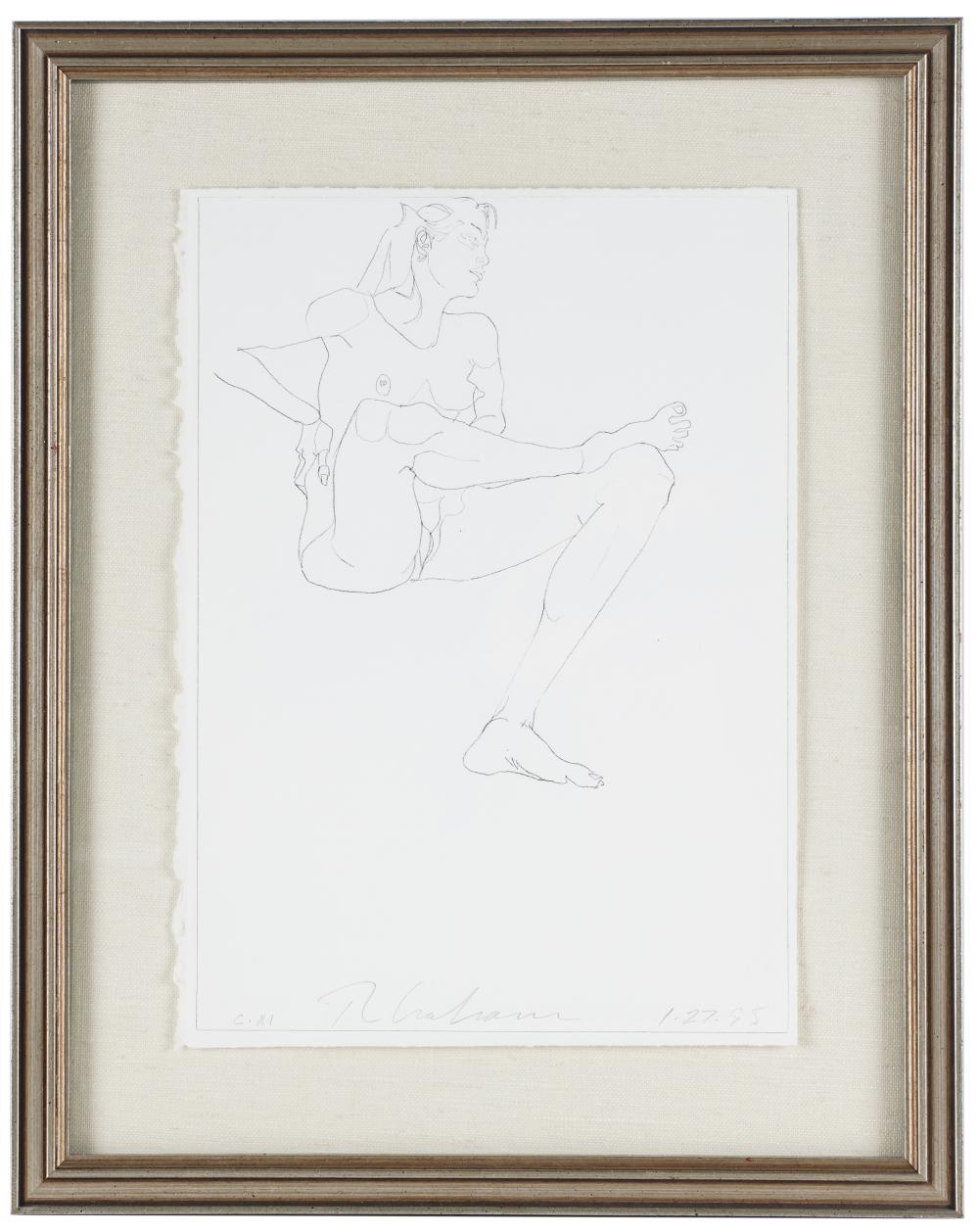 Appraisal: ROBERT GRAHAM SEATED NUDEJanuary etching signed lower middle dated lower