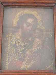 Appraisal: An oil on metal panel of the Madonna and Child