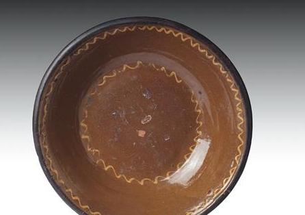 Appraisal: PENNSYLVANIA NEW YORK OR NEW JERSEY SLIP-DECORATED GLAZED REDWARE MILK