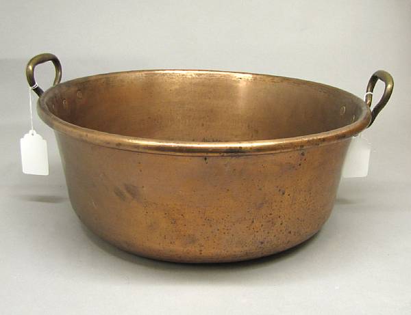 Appraisal: A French two handled large copper pot th century height