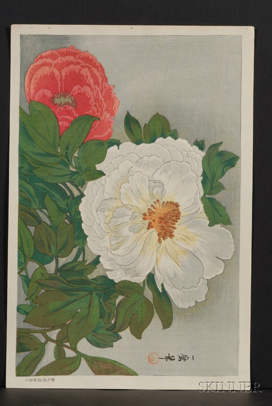 Appraisal: Oda Kazuma Peonies fine impression color and condition in a