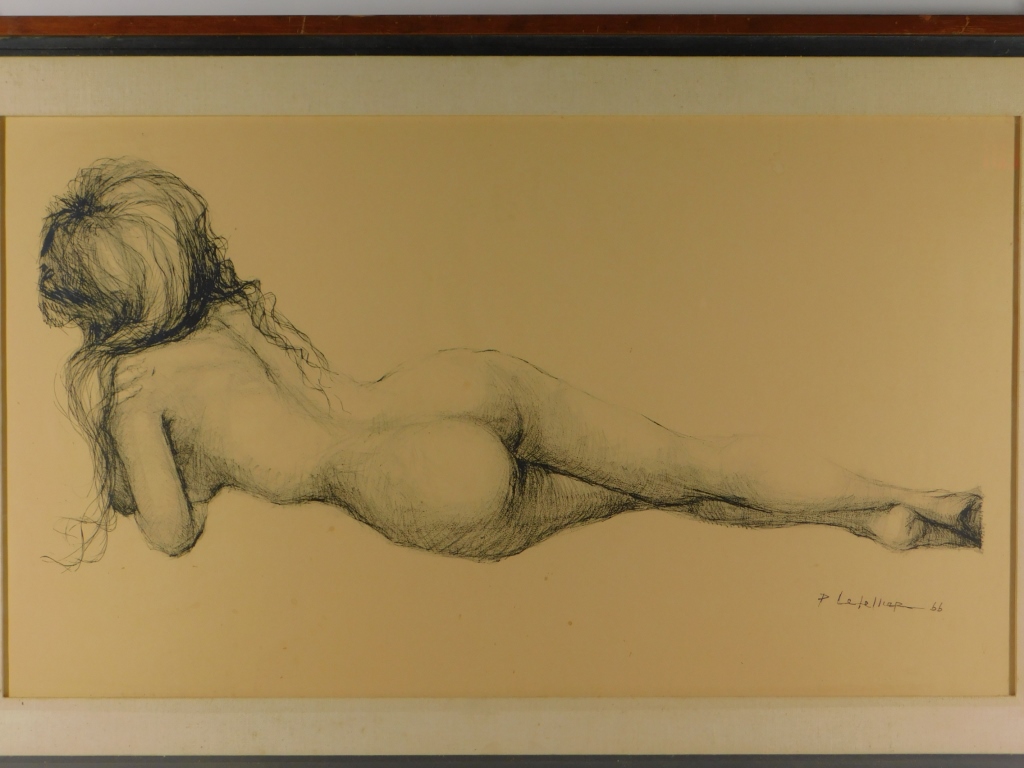 Appraisal: PIERRE LETELLIER RECUMBENT NUDE CHARCOAL DRAWING Pierre LetellierFrance - Finely