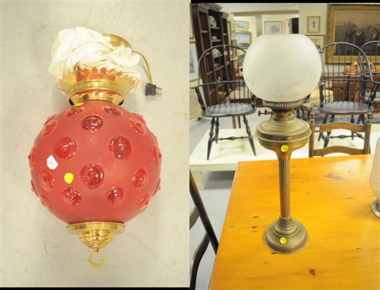 Appraisal: Red round bullseye hanging lamp '' l along with a