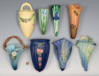 Appraisal: Art Pottery Wall Pockets Incl Roseville Grouping of Art Pottery