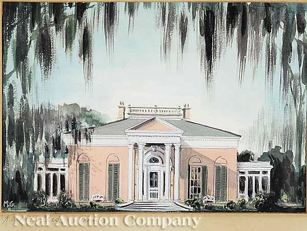 Appraisal: Southern School th c Kendall Residence Biloxi Mississippi gouache and