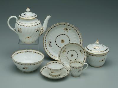 Appraisal: Worcester partial tea service pieces with raised swirl decoration fine