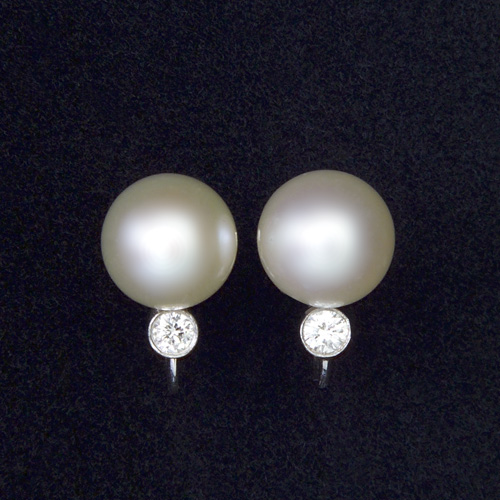 Appraisal: CLASSIC Pearl and diamond earrings in k white gold each