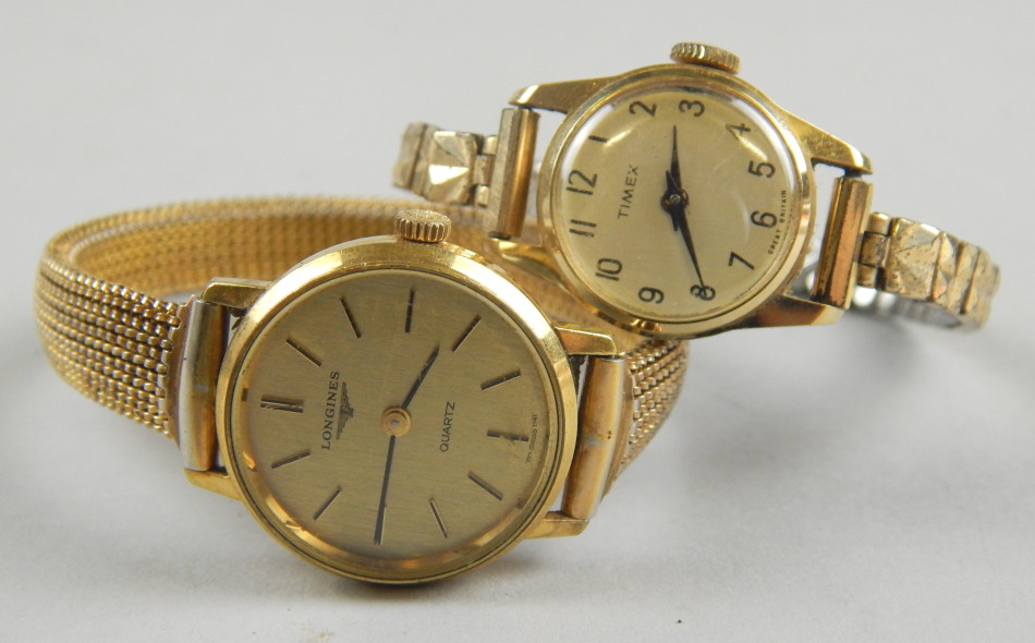 Appraisal: Two ladies wristwatches to include a Longines gold plated ladies