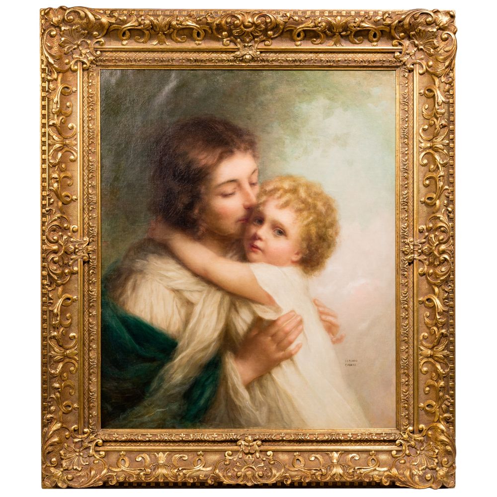 Appraisal: EDOUARD CABANE FRENCH - MOTHER AND CHILD OIL ON CANVASUndated