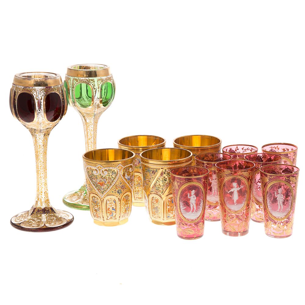 Appraisal: pieces German enameled and gilt glassware early th century including