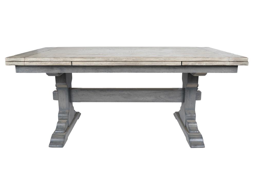 Appraisal: RUSTIC STYLE EXTENDING DINING TABLEcontemporary the rectangular top with distressed