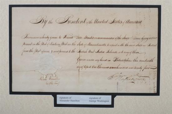 Appraisal: GEORGE WASHINGTON - Manuscript document signed as President p oblong