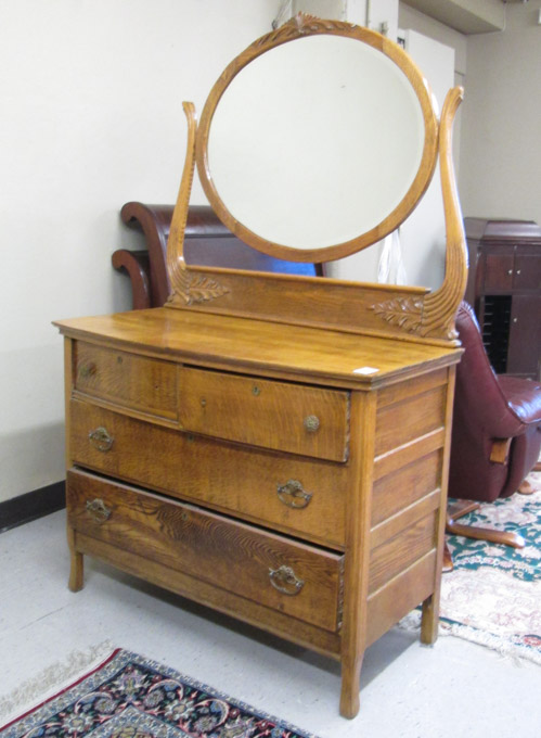 Appraisal: LATE VICTORIAN OAK DRESSER WITH TILT MIRROR American late th