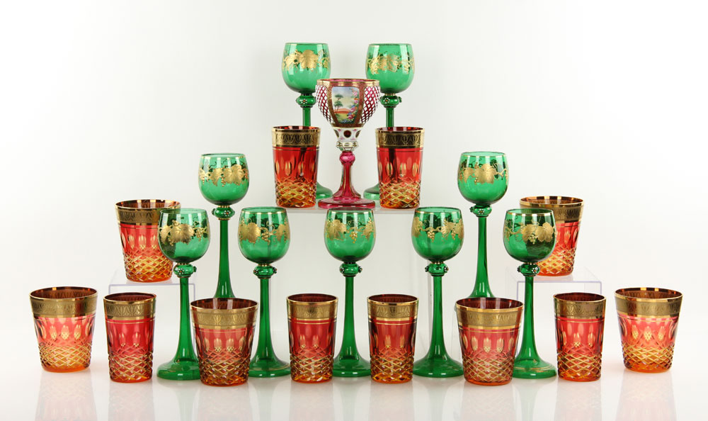 Appraisal: - Crystal Cut Ruby Tumblers and Bohemian Glass Twelve ruby